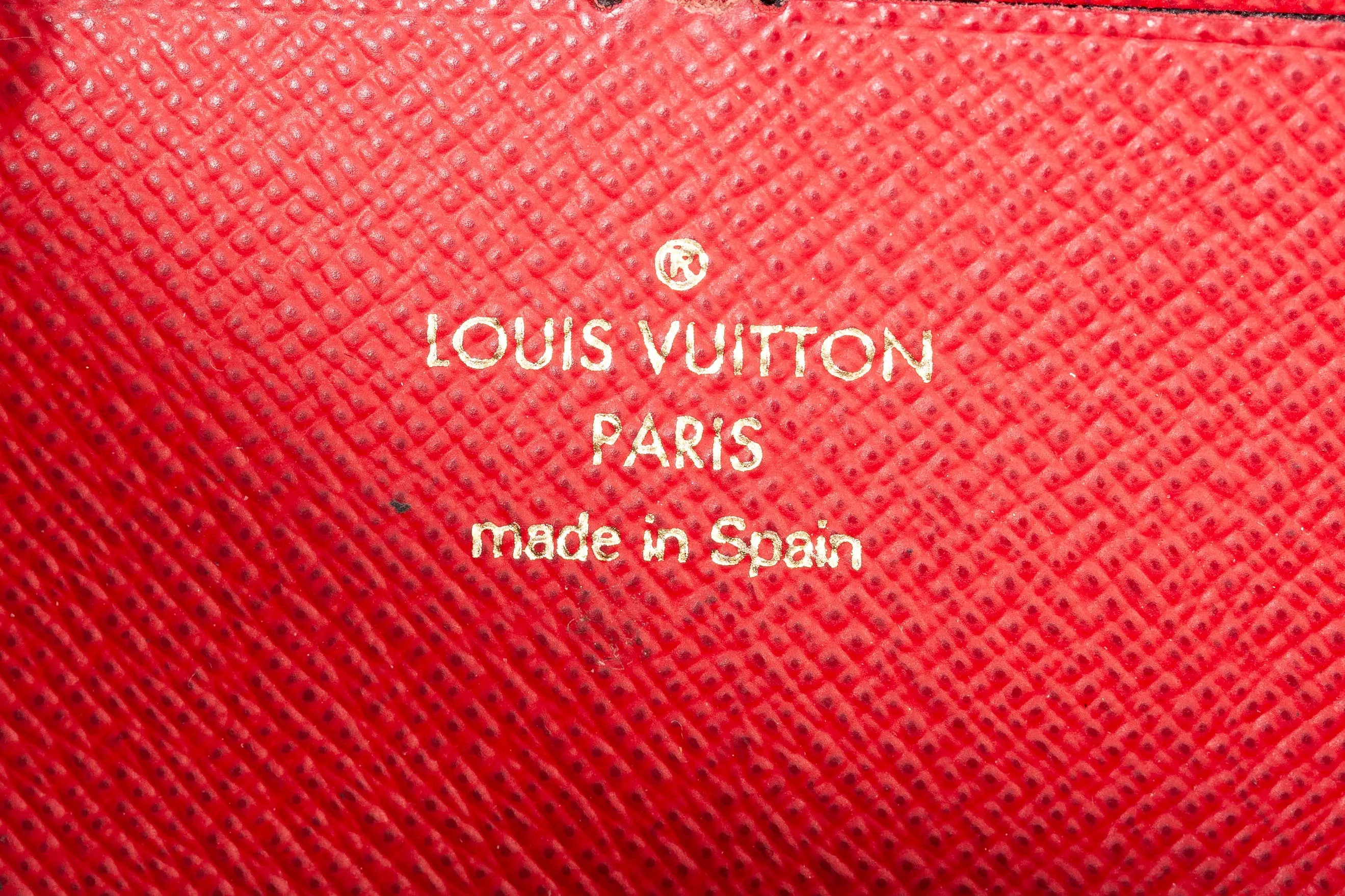 Authentic Louis Vuitton Damier Ebene Cherry Clemence Wallet