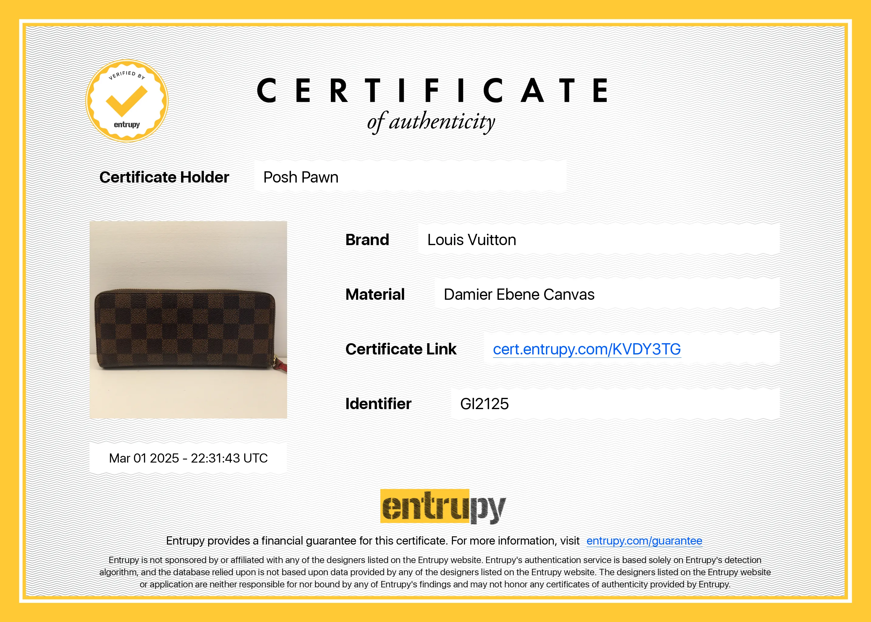 Authentic Louis Vuitton Damier Ebene Cherry Clemence Wallet