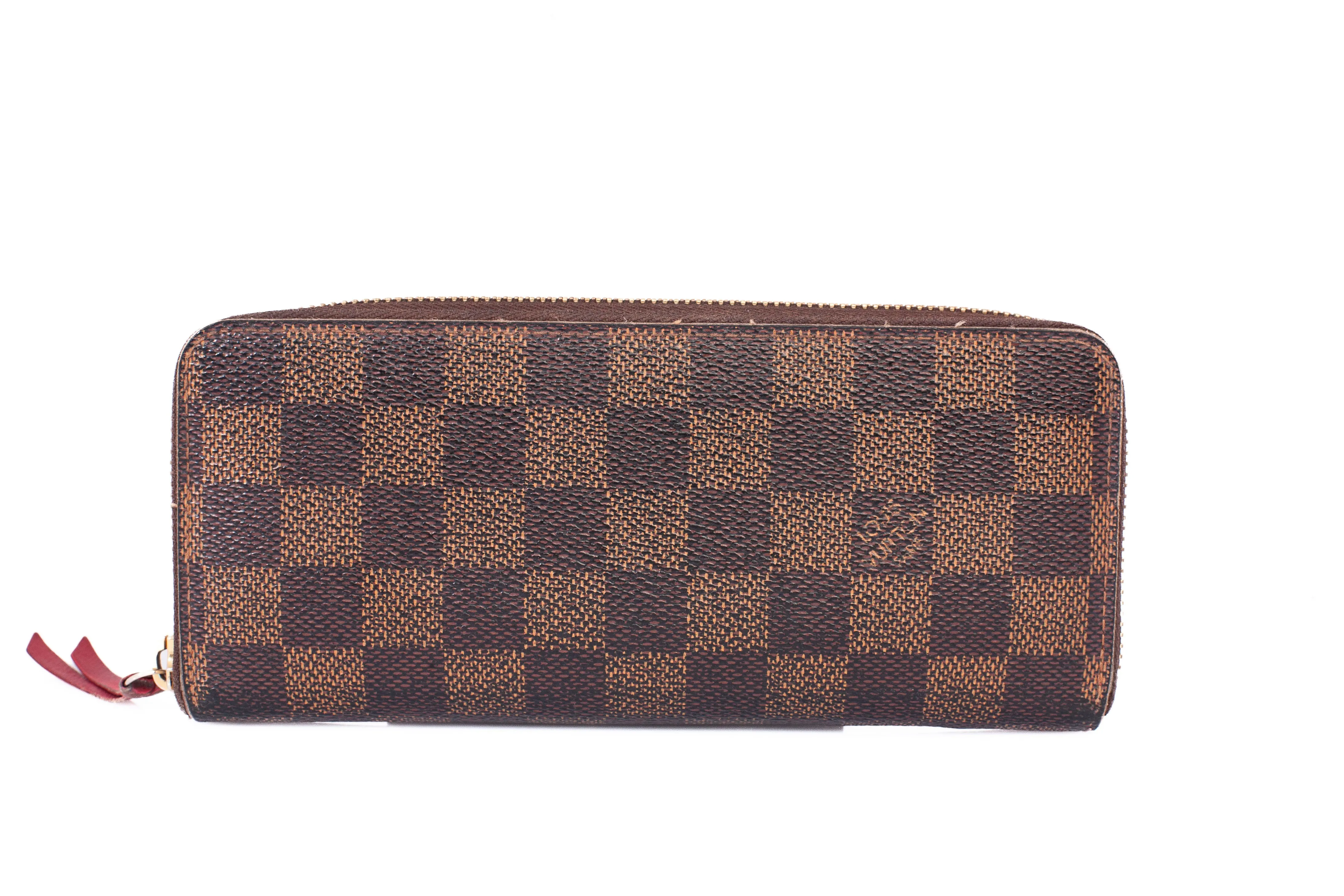 Authentic Louis Vuitton Damier Ebene Cherry Clemence Wallet