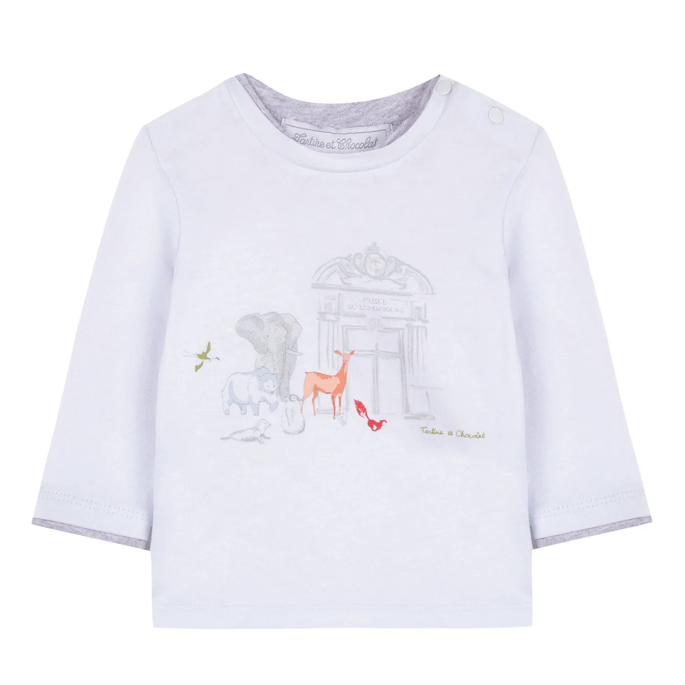 Baby Boys Sky Blue Animals Print T-shirt
