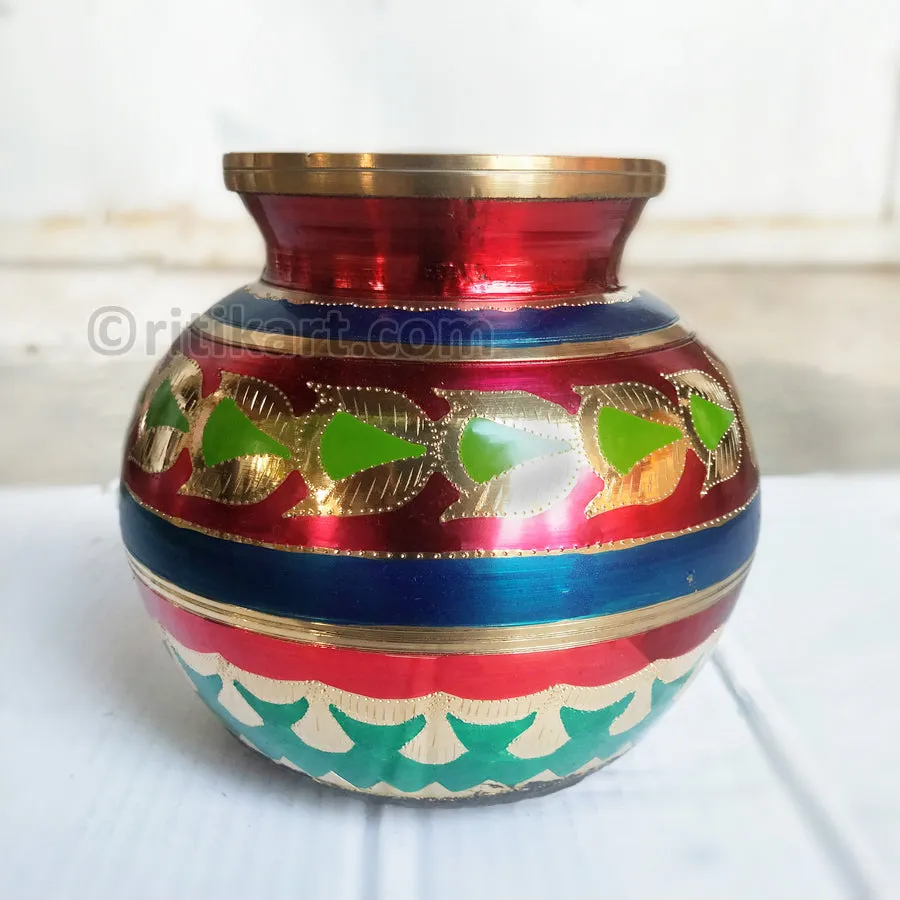 Balakati Brass Multicolor Designer Kalash