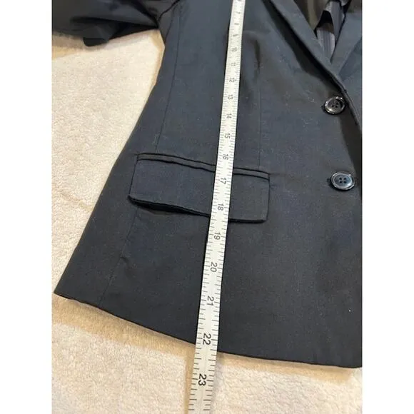 BANANA REPUBLIC Black Stretch Corpcore Cotton Modal Business Casual Blazer Sz 0