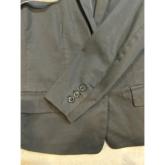 BANANA REPUBLIC Black Stretch Corpcore Cotton Modal Business Casual Blazer Sz 0