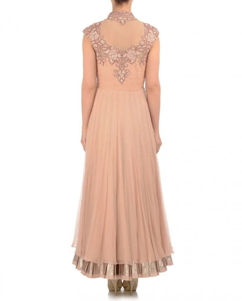 Beige color Long Anarkali suit gown