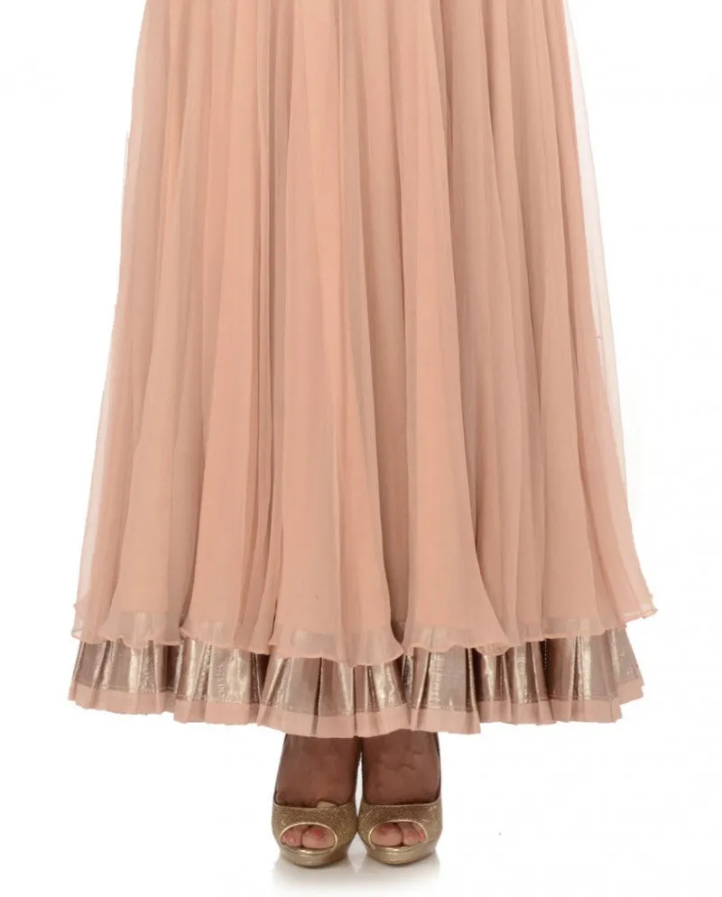 Beige color Long Anarkali suit gown