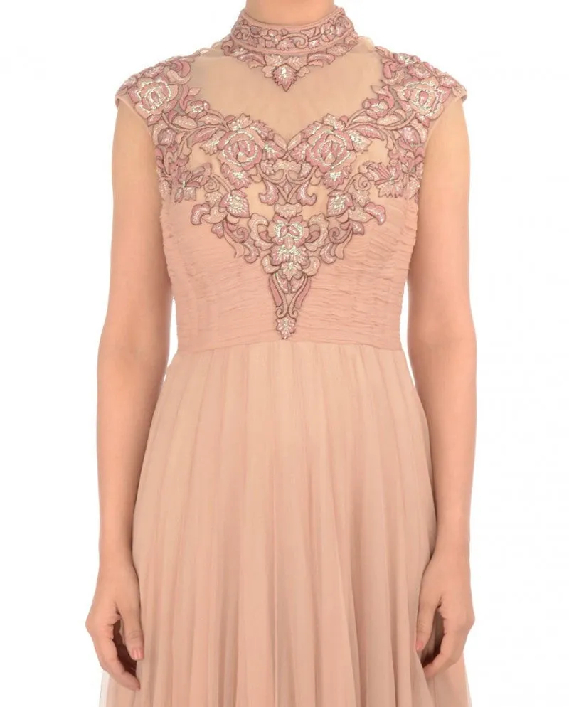 Beige color Long Anarkali suit gown