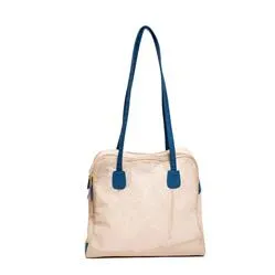 Beige Mesh "See Through"  Dog Carrier w/ Navy Canvas Trim