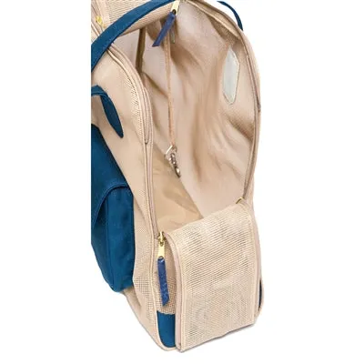 Beige Mesh "See Through"  Dog Carrier w/ Navy Canvas Trim