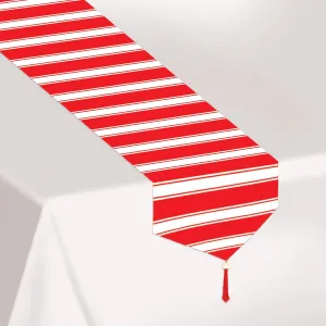 Beistle Printed Red & White Stripes Table Runner - Party Supply Decoration for Circus