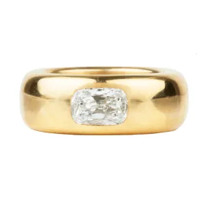 Bell & Bird Oversized 22k Gold Band with Old Mine Cut Diamond