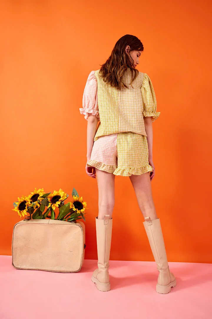 Bianca Top - Banana Checked