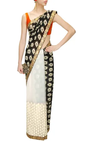 Black and White Designer Sari