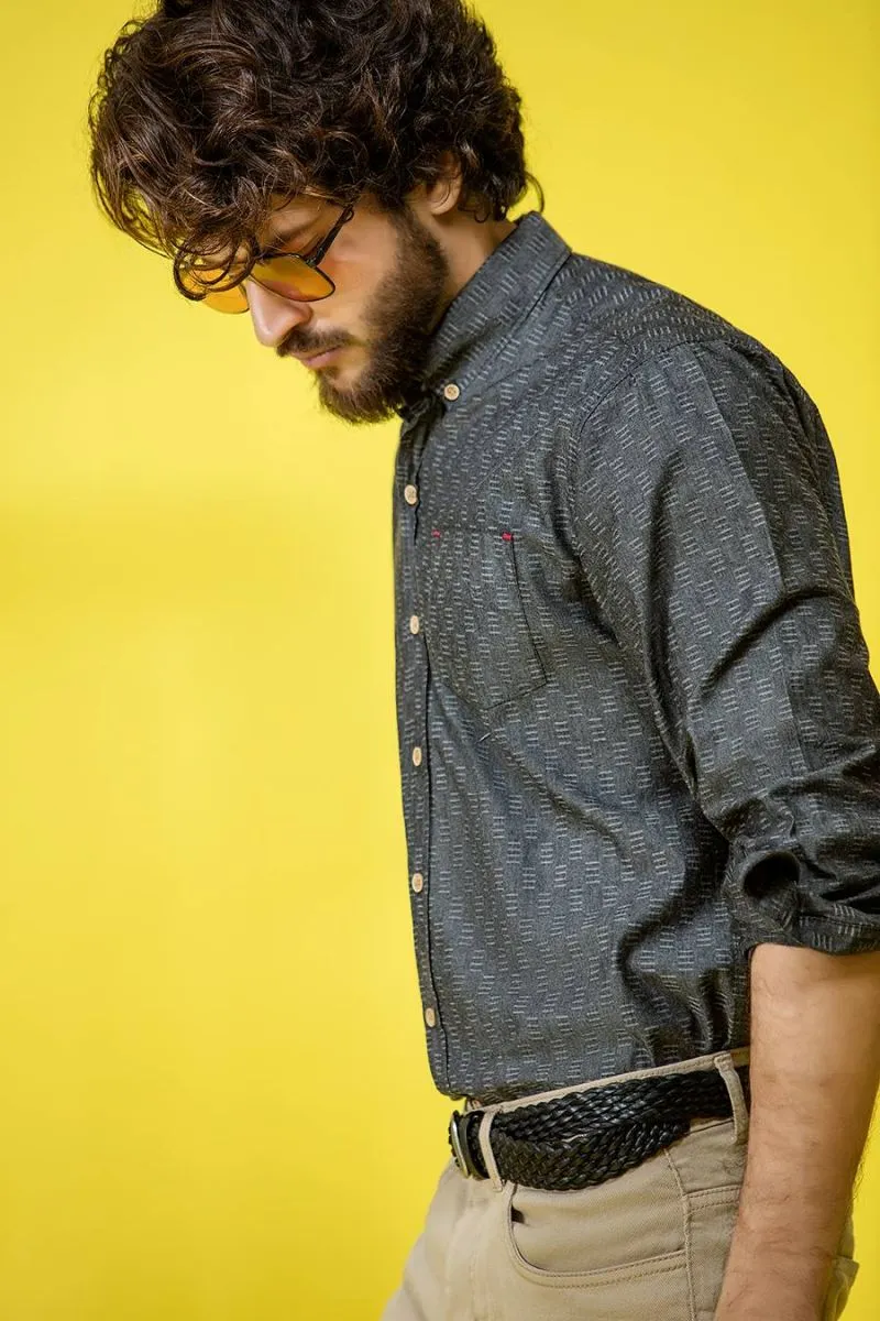 Black Casual Shirt FS Regular Fit