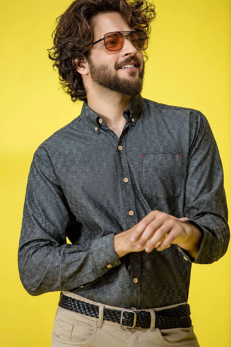 Black Casual Shirt FS Regular Fit