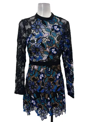 Black Multi Colour Laced Sheath Dress