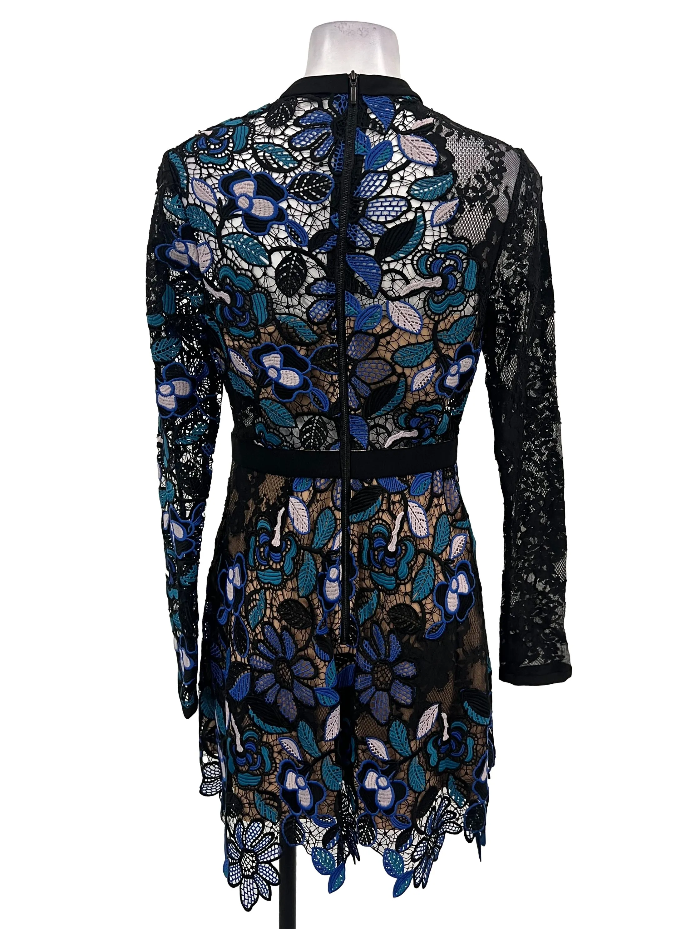 Black Multi Colour Laced Sheath Dress
