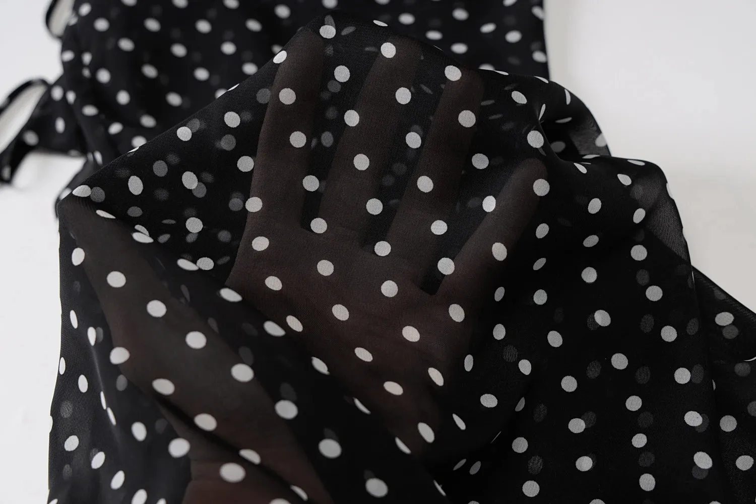 Black Polka Dots See Through Spaghetti Strap Maxi Dress