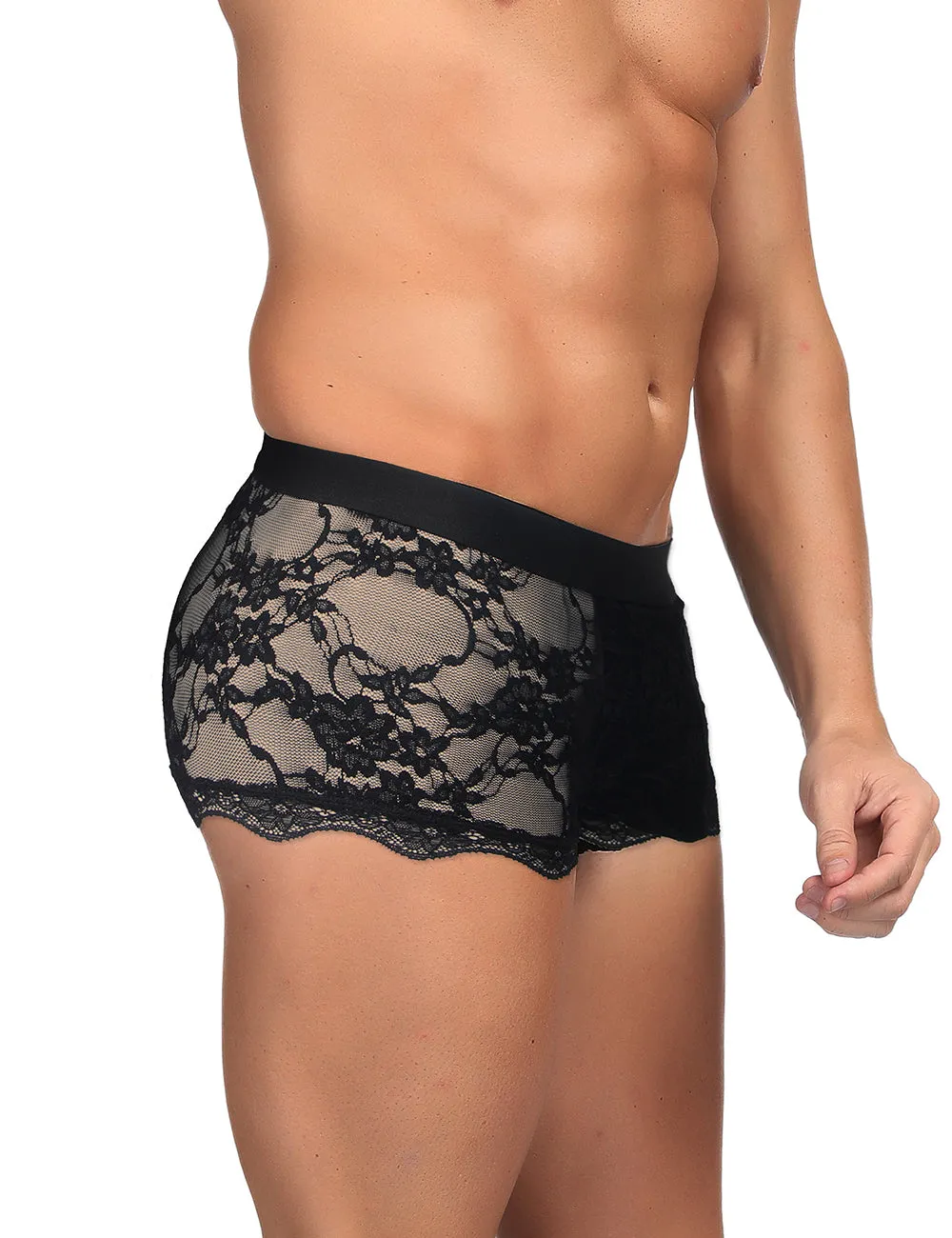 Black Sexy Lace See Through Men Underwear