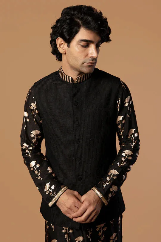 Black Textured Bandi Set