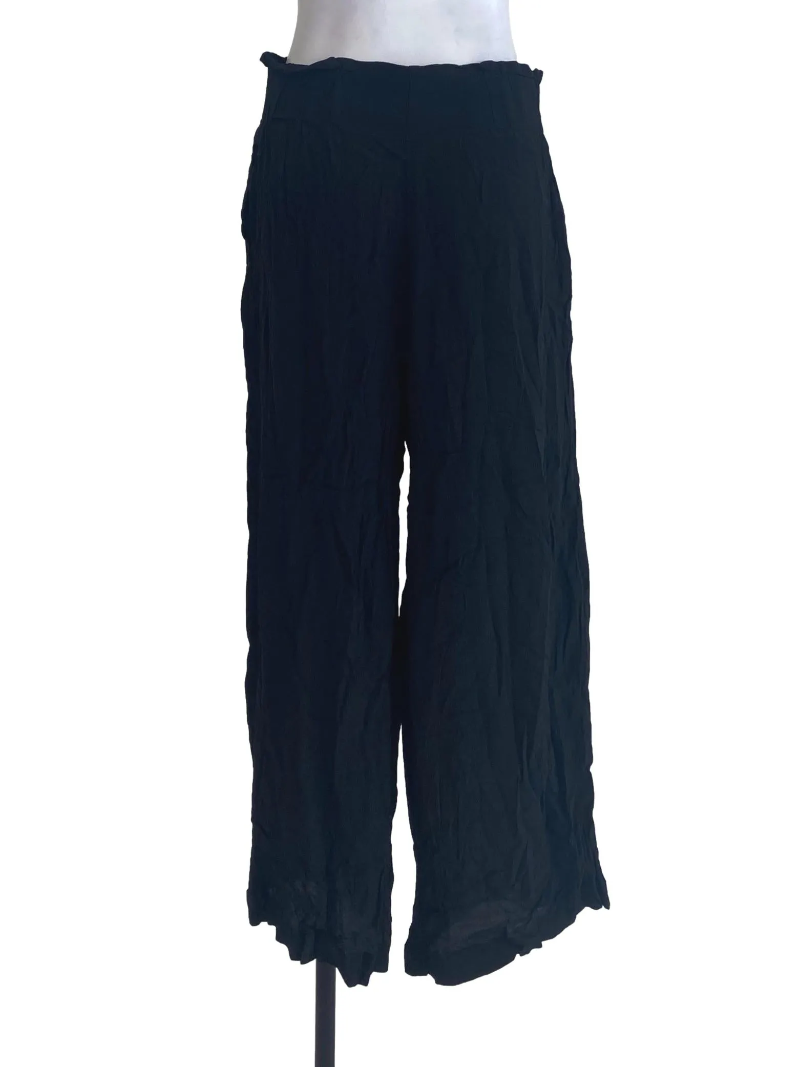 Black Textured Pants