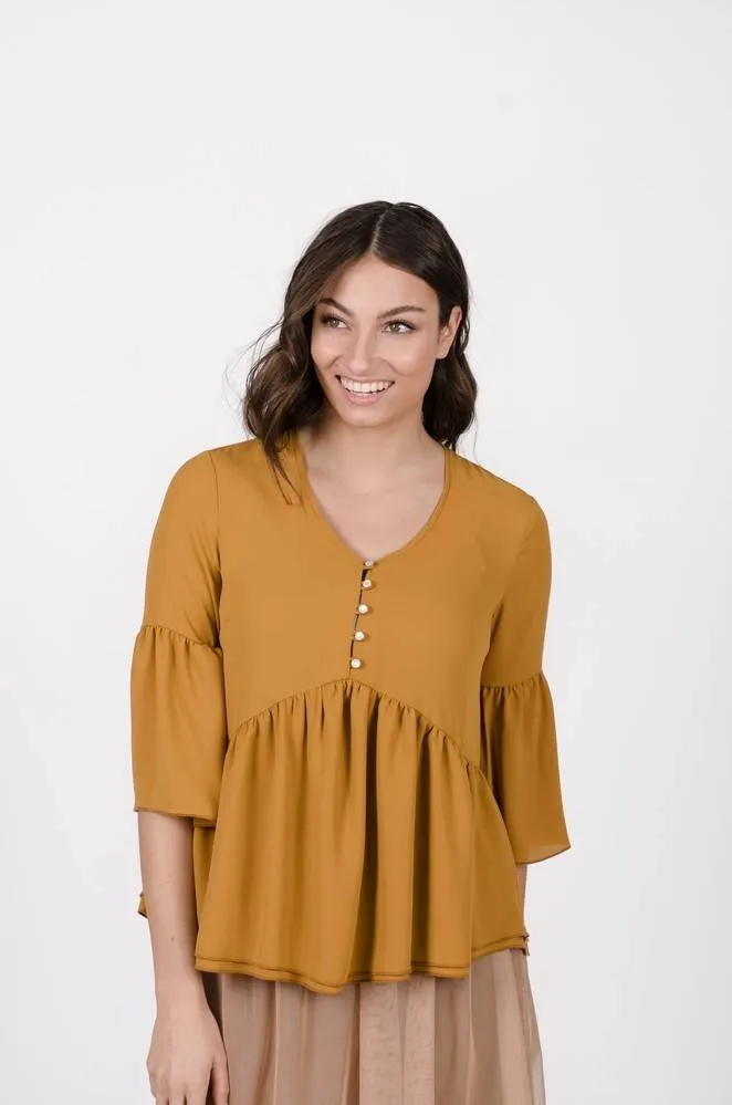 Blouse marguerite moutarde