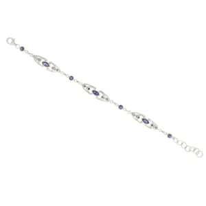 Blue Iolite Designer Sterling Silver Bracelet