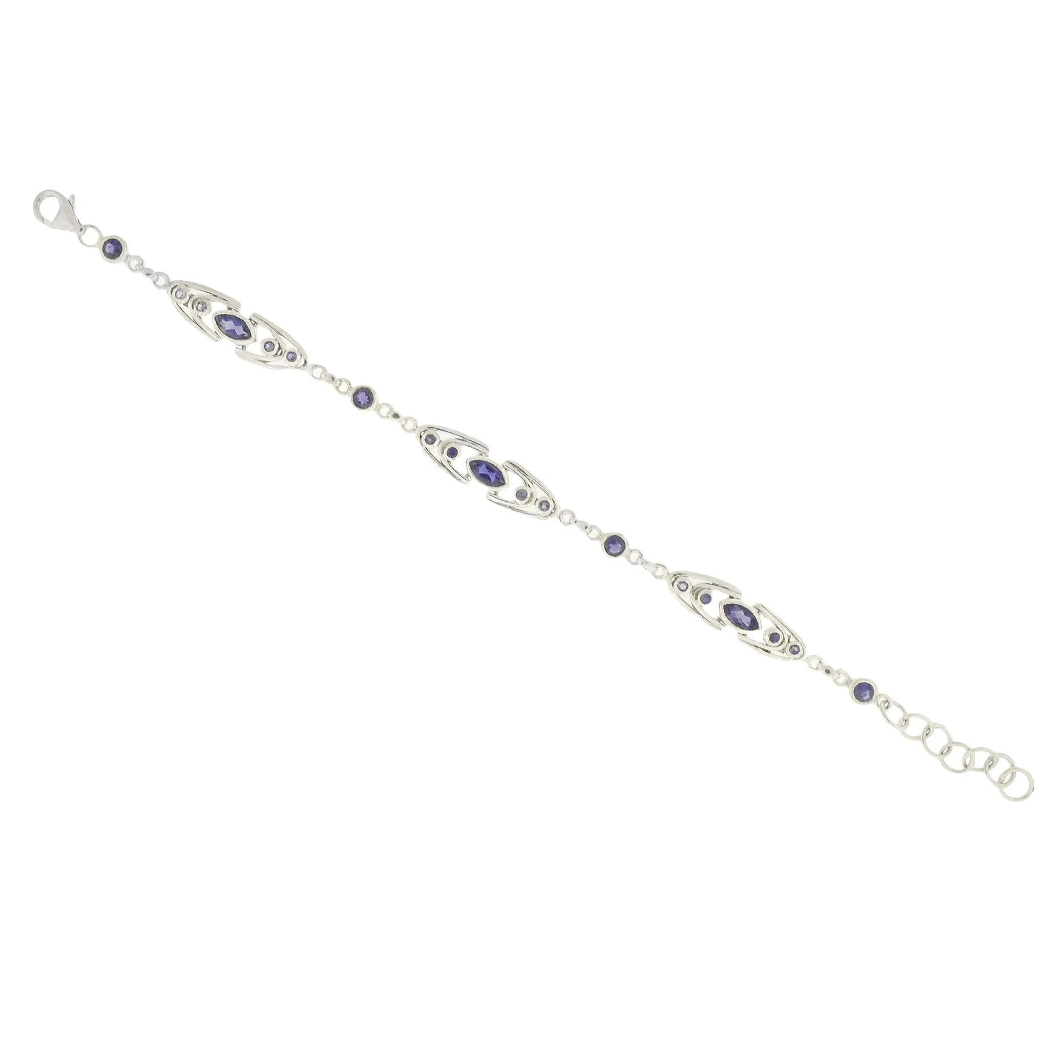 Blue Iolite Designer Sterling Silver Bracelet
