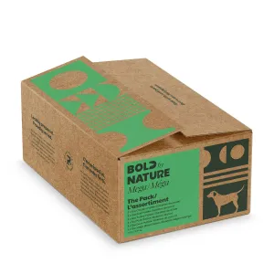 Bold by Nature - Mega Frozen Raw VARIETY Pack with Chicken, Beef, Turkey, Duck & Pork Patties Dog Food (10.89kg/24lb) - Large Green Box