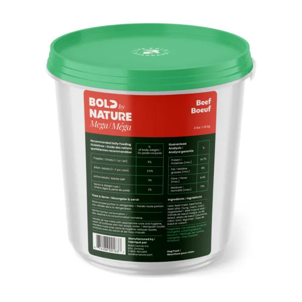 Bold by Nature - Mega TUB Frozen Beef Dog Food (1.81kg/4lb)