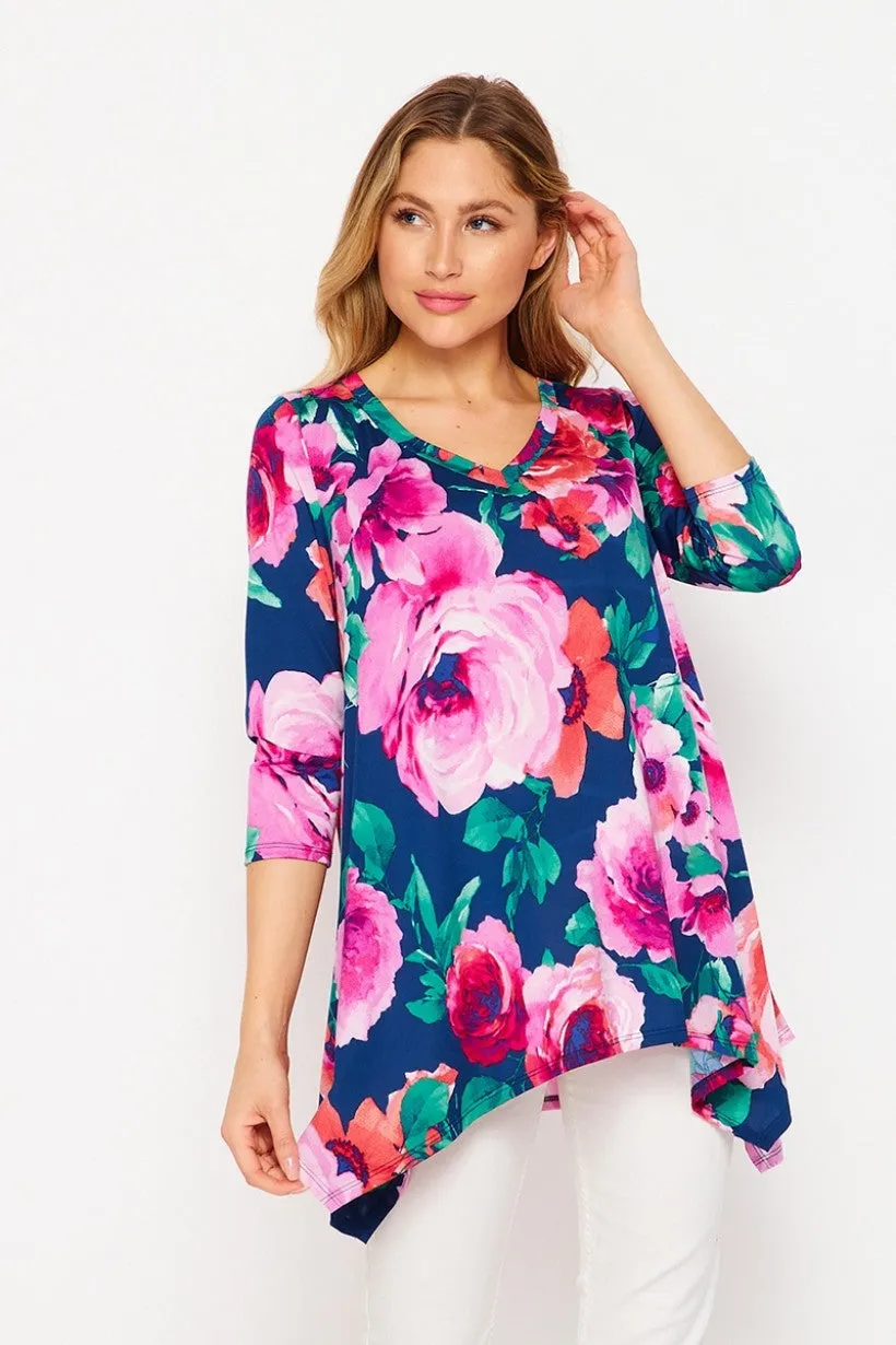 Bold Floral Sharkbite Tunic