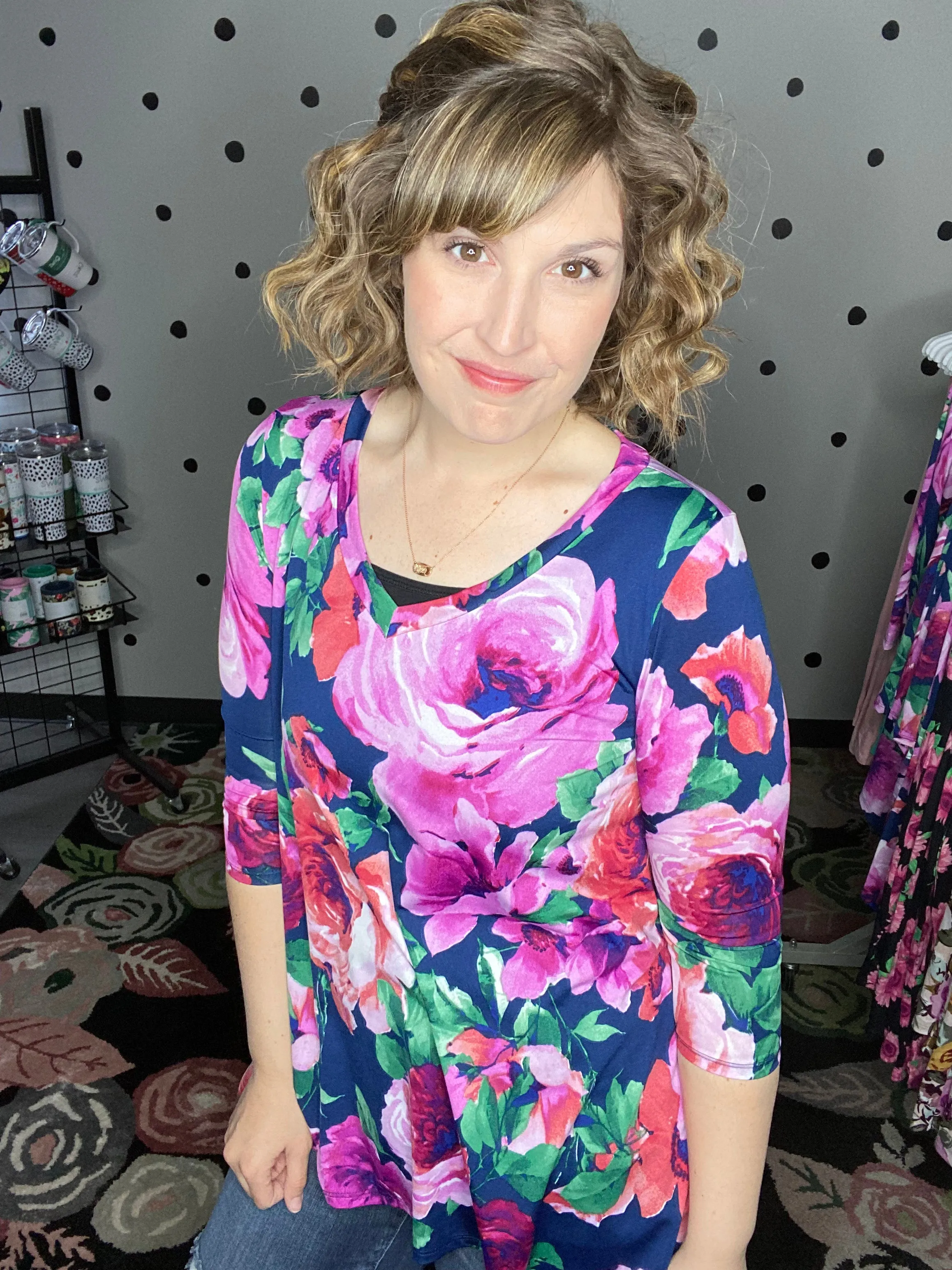 Bold Floral Sharkbite Tunic
