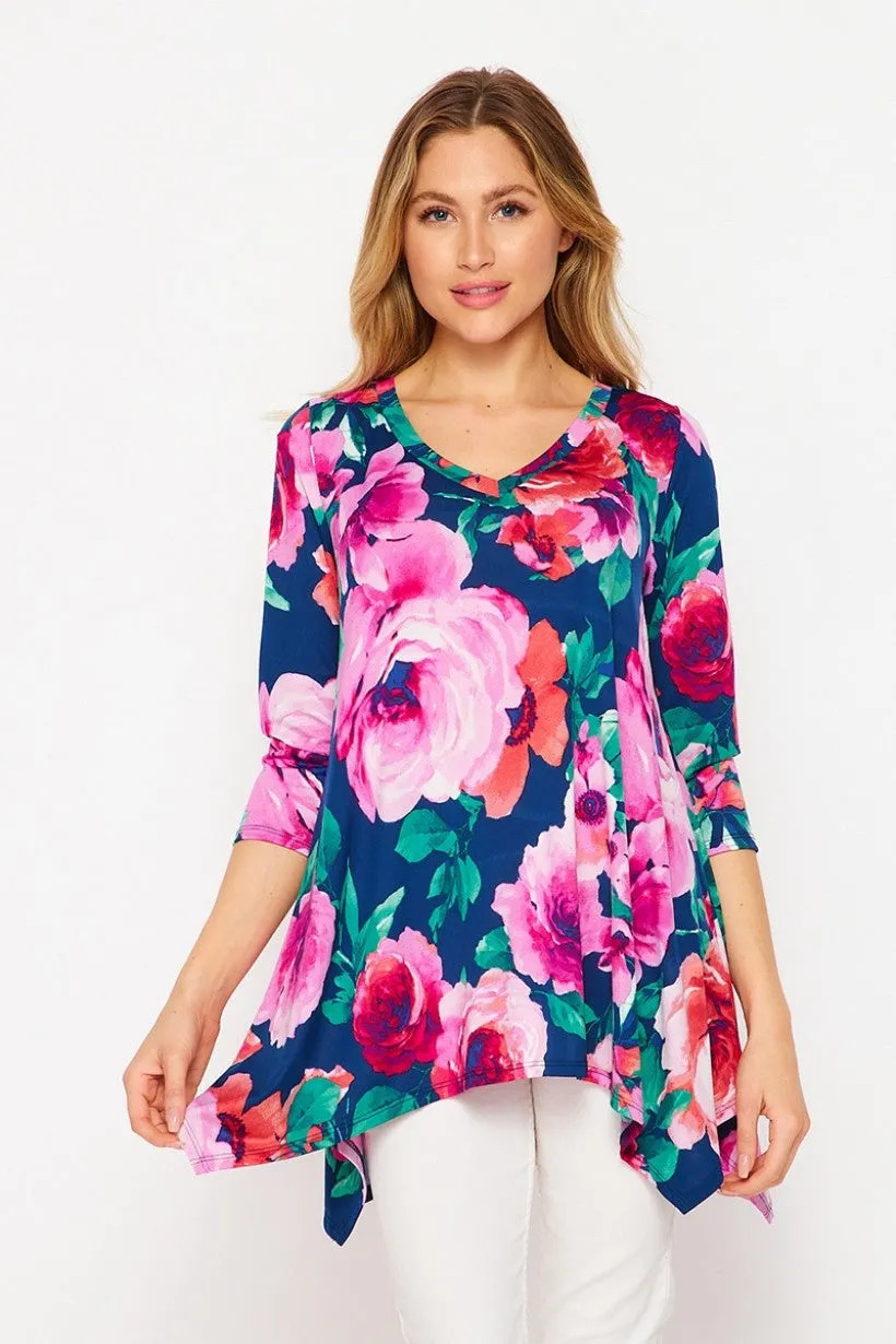 Bold Floral Sharkbite Tunic