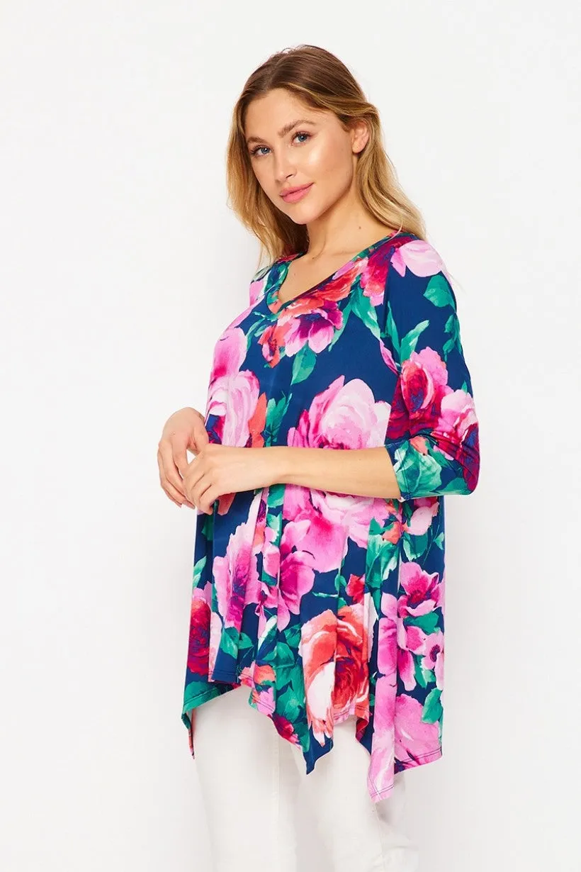 Bold Floral Sharkbite Tunic