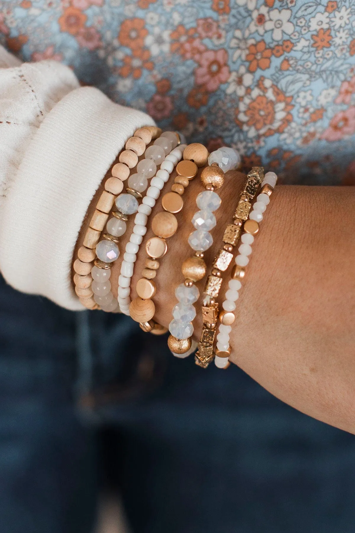 Bold Moves Beaded Bracelet Set- Natural