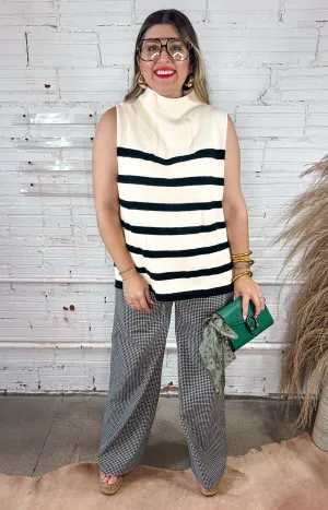 Bold Stripes High Neck Sweater Top