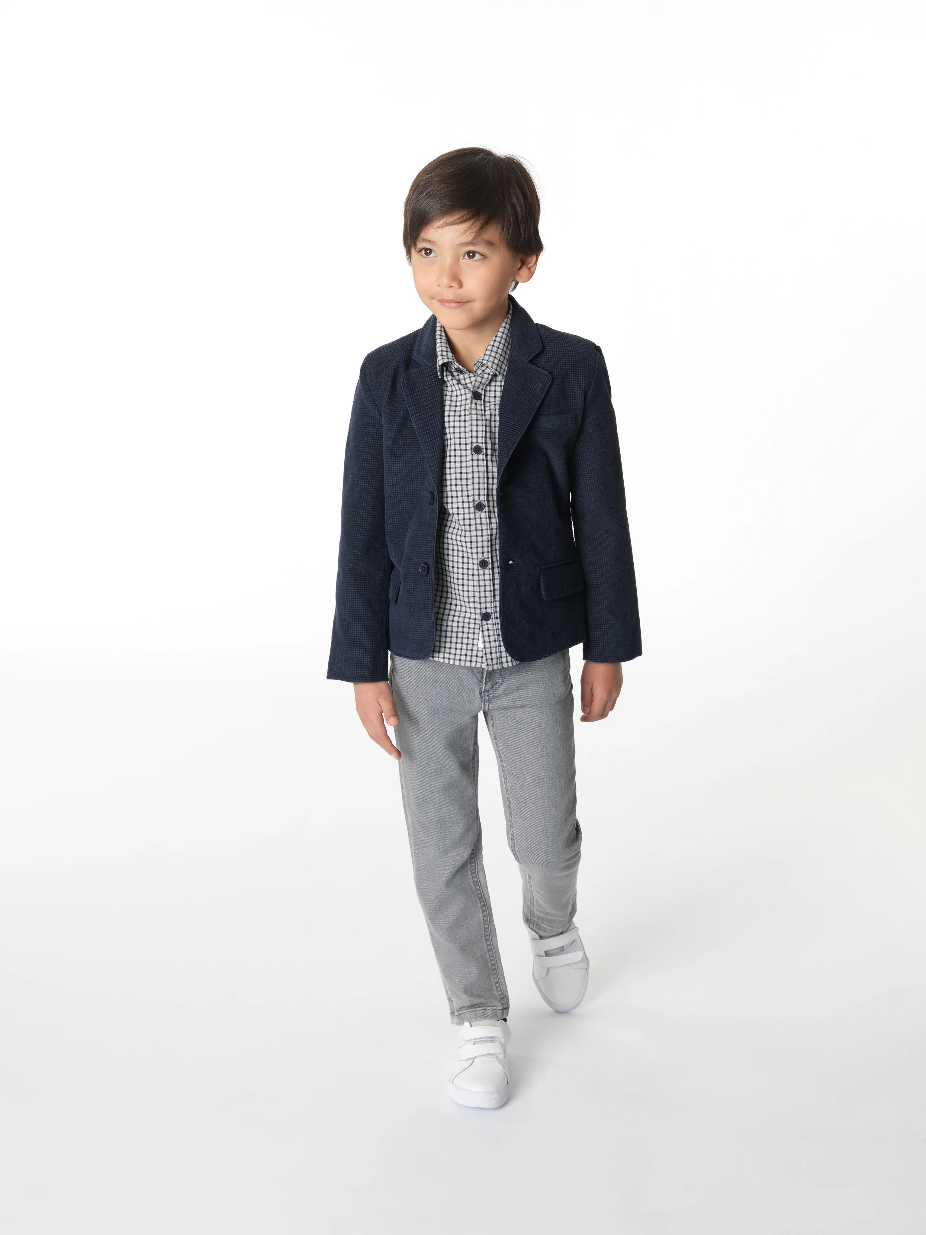 Boys Grey Checked Shirt