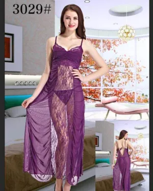 Bridal Sexy See Through Long Lace Nighty - 3029