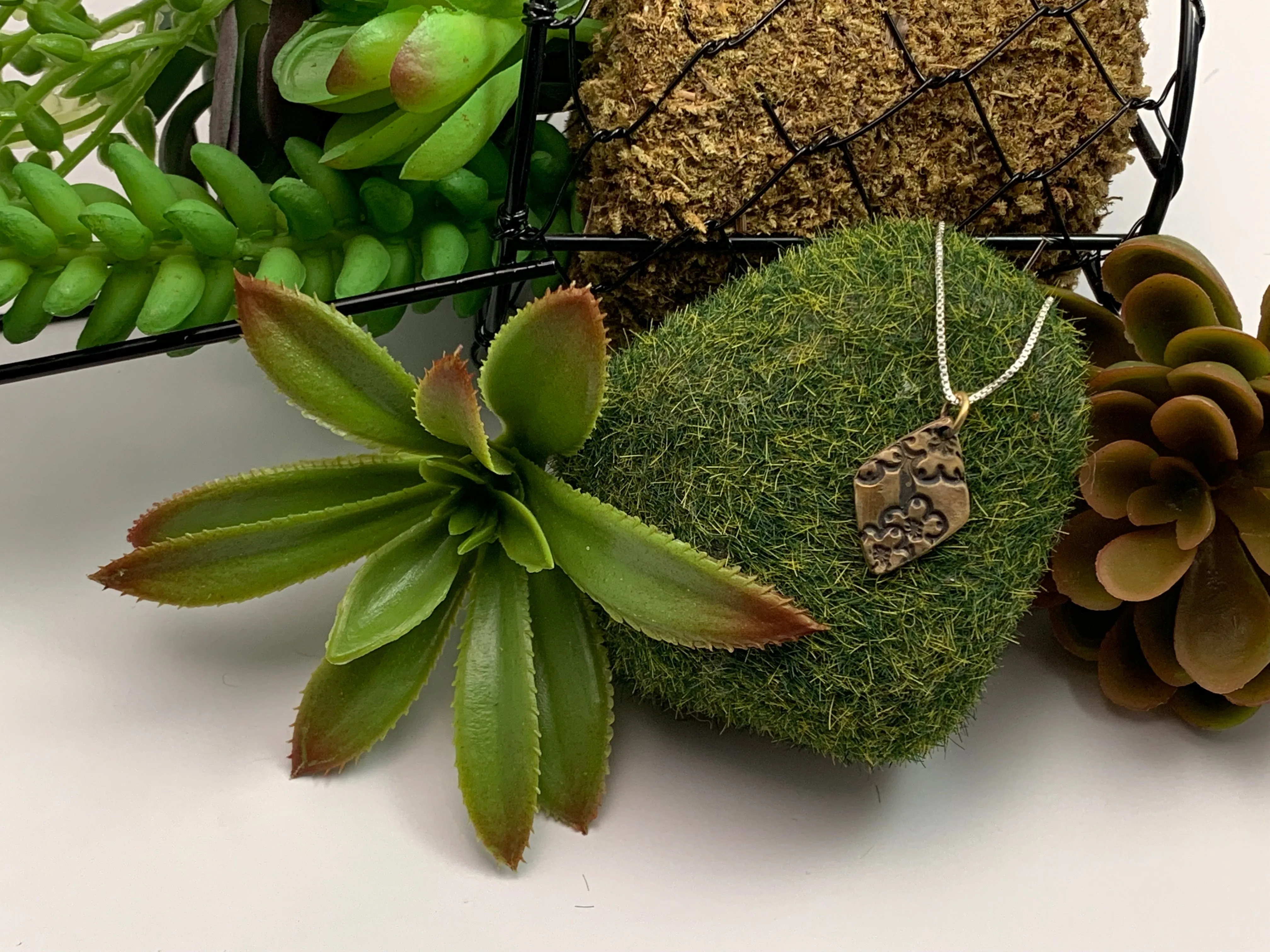 Bronze Textured Pendant, Dogwood