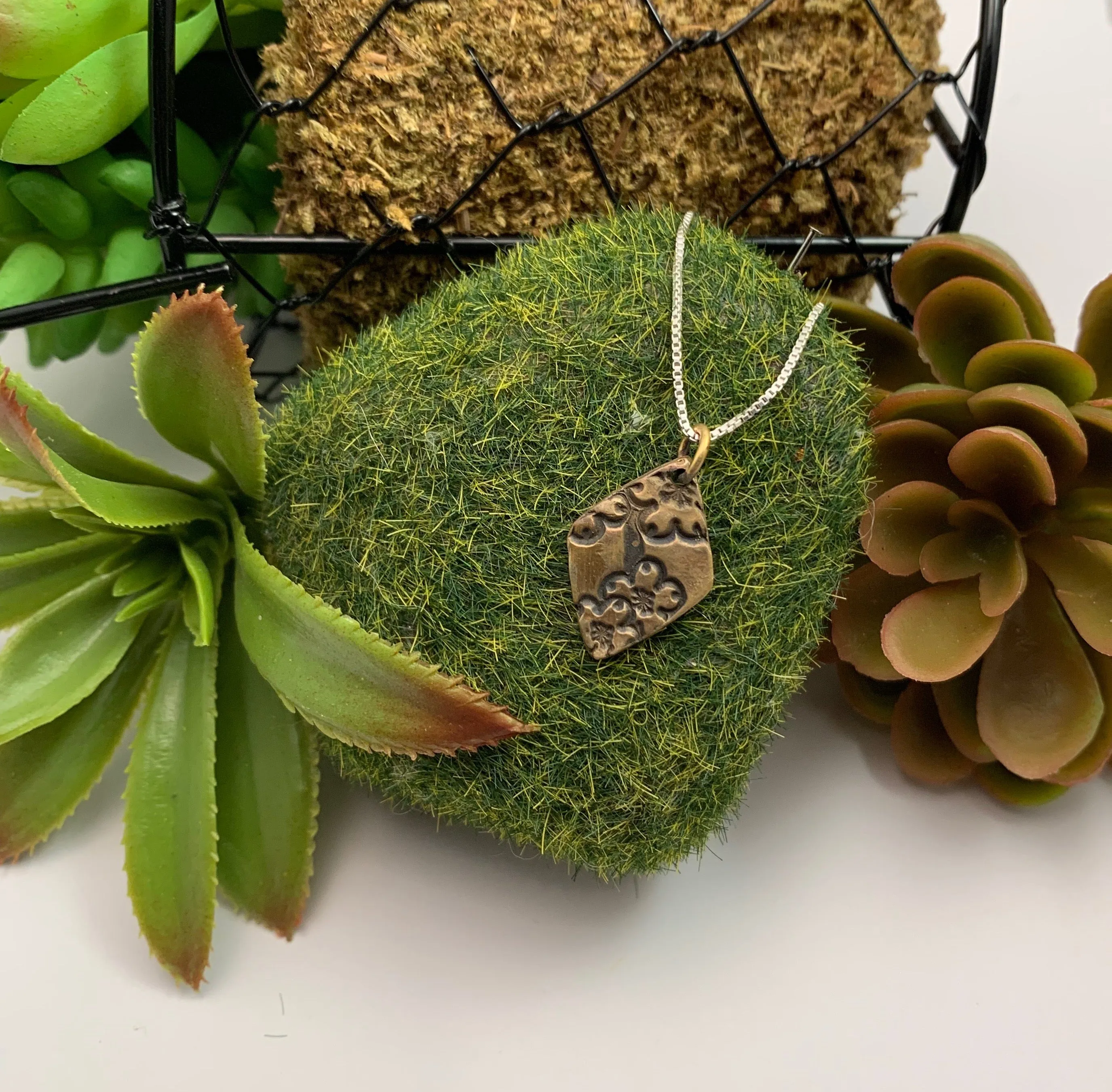 Bronze Textured Pendant, Dogwood