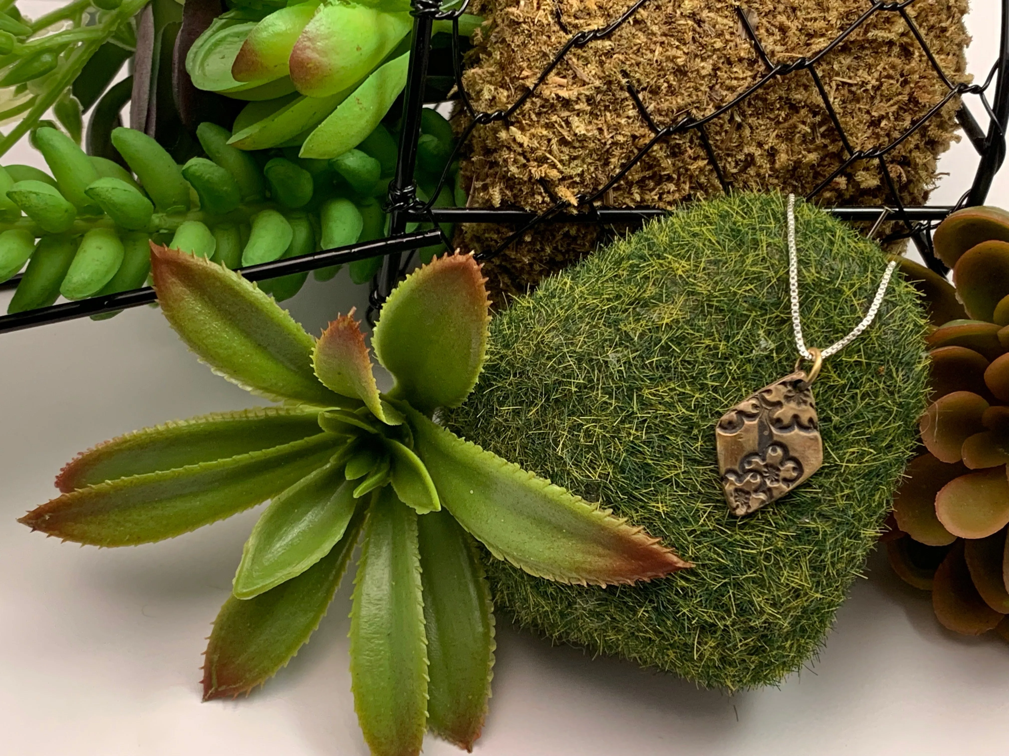 Bronze Textured Pendant, Dogwood