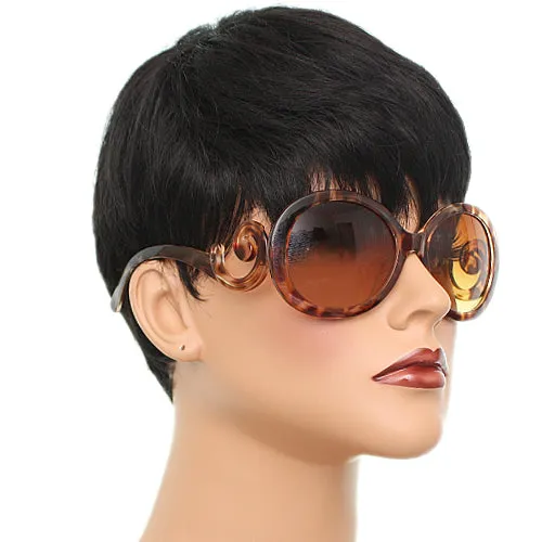 Brown Designer Inspired Cheetah Swirl Sunglasses