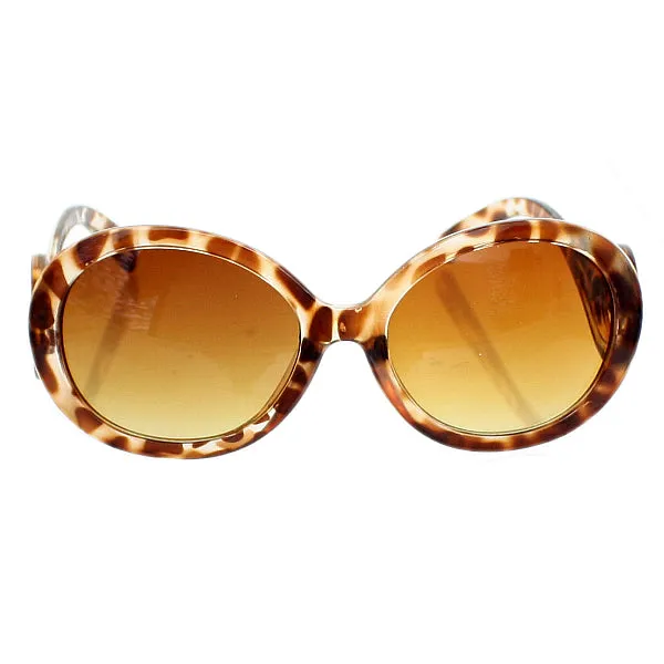 Brown Designer Inspired Cheetah Swirl Sunglasses