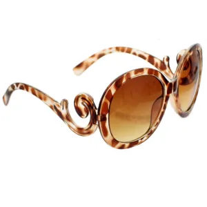 Brown Designer Inspired Cheetah Swirl Sunglasses