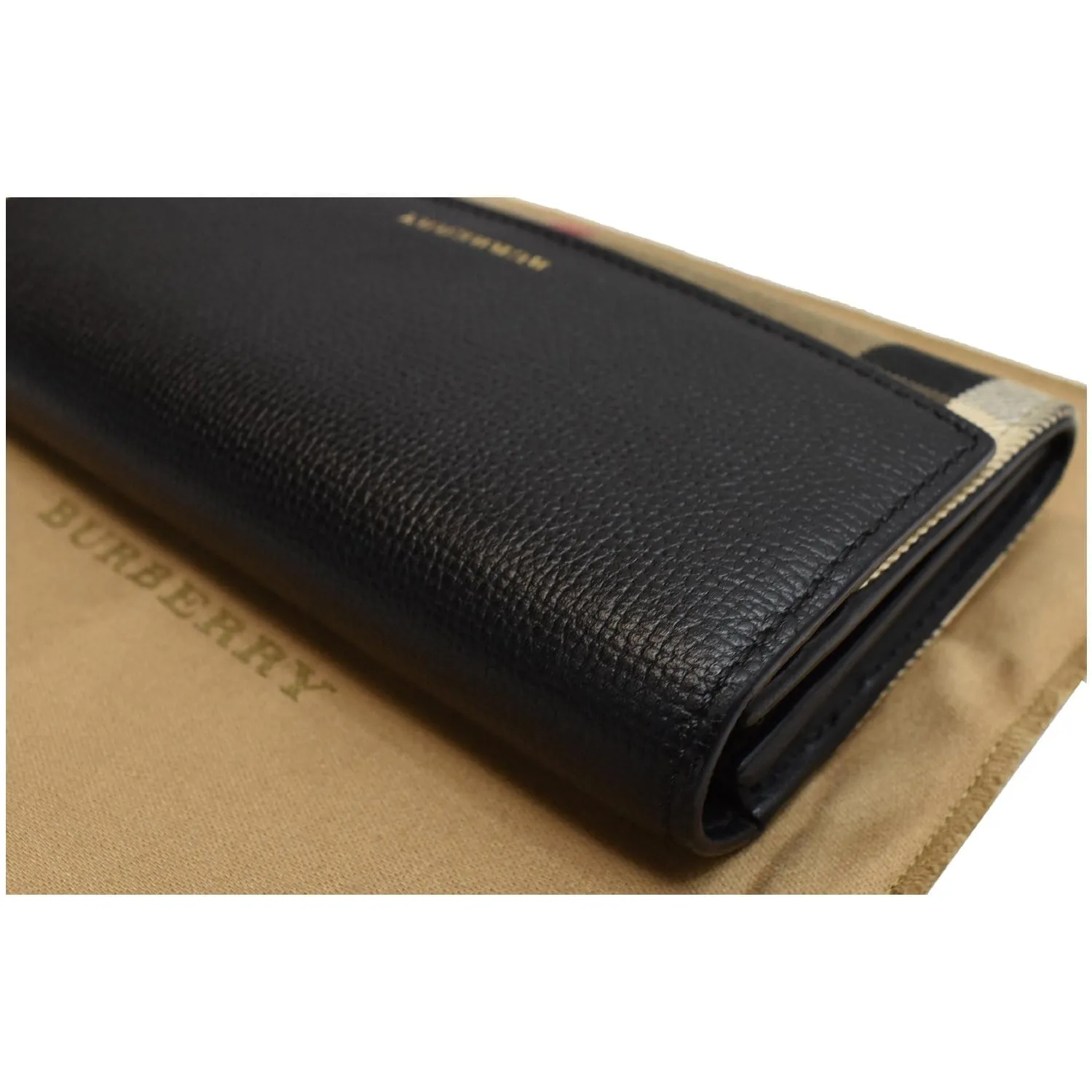 BURBERRY Porter Continental House Check Leather Wallet Black