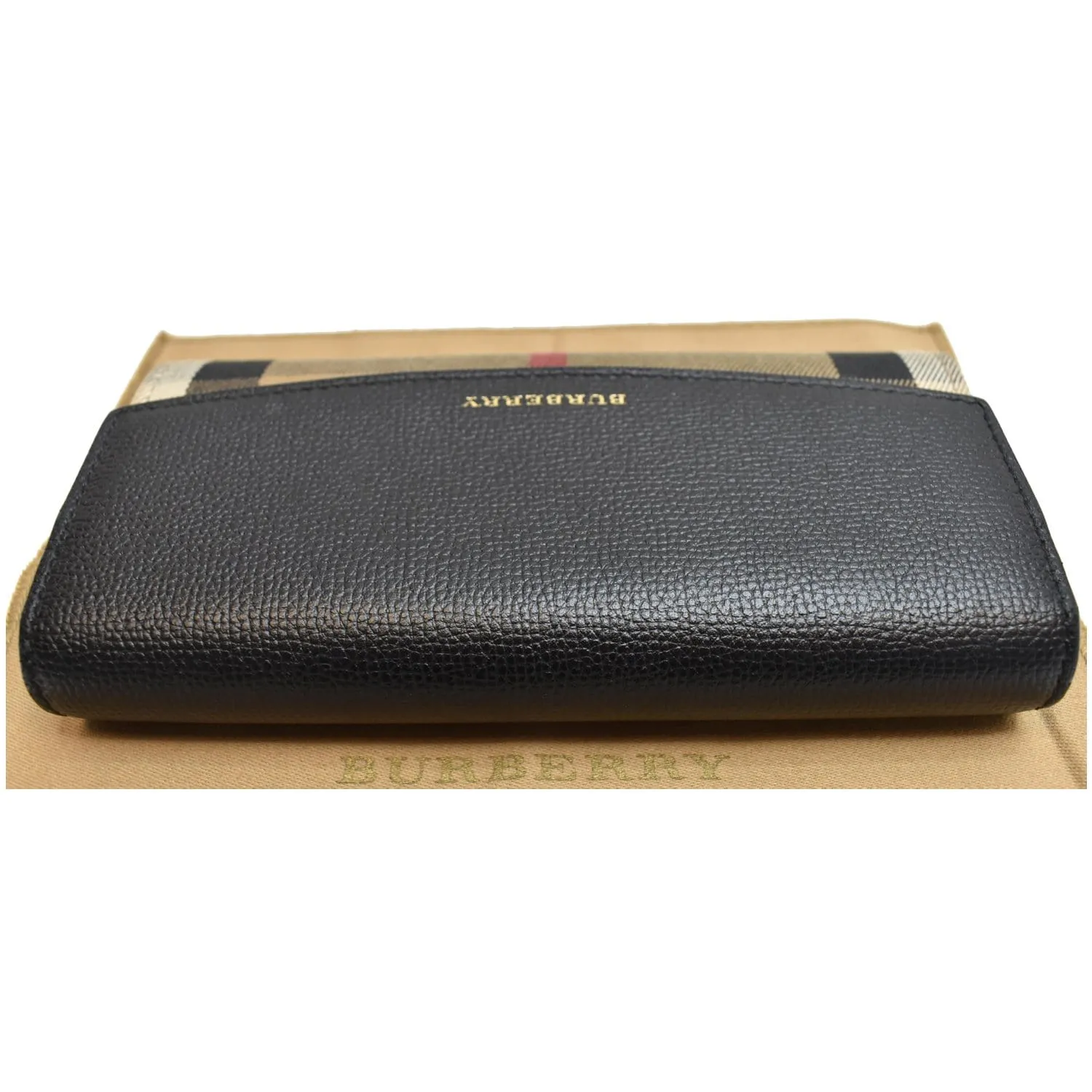 BURBERRY Porter Continental House Check Leather Wallet Black