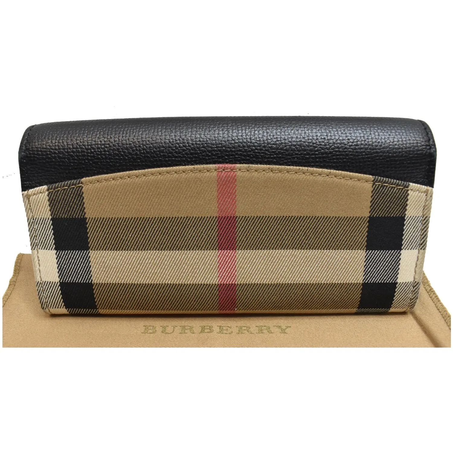 BURBERRY Porter Continental House Check Leather Wallet Black