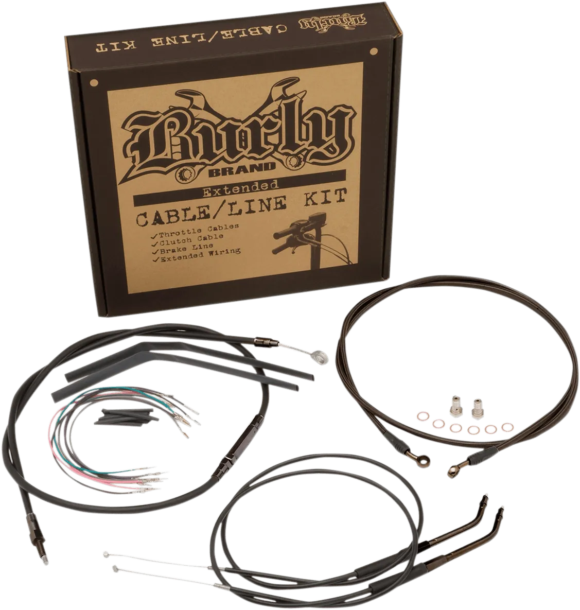 Burly Brand B30-1190 T-Bar Cable and Brake Line Kit - 12in.