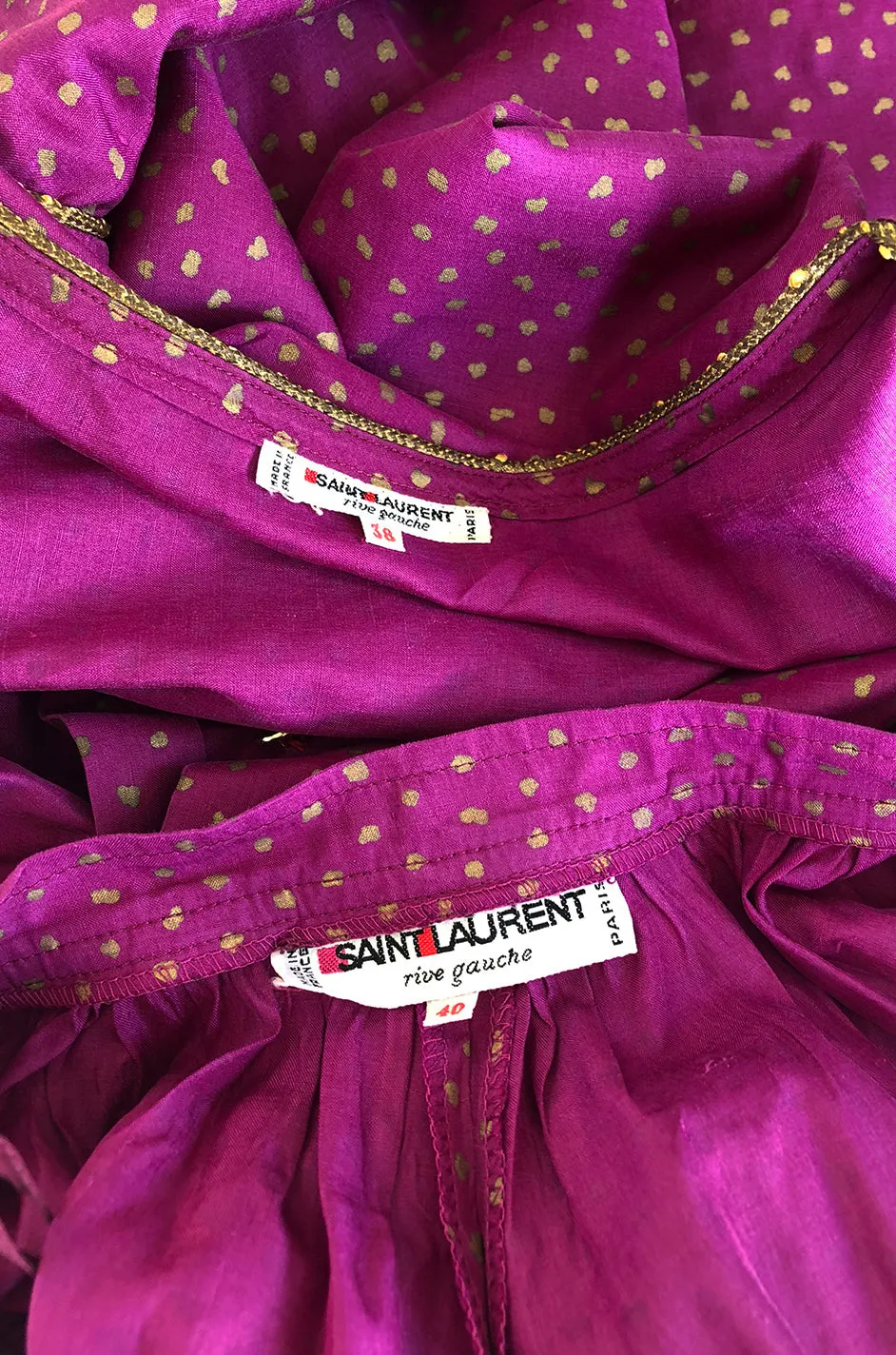 c.1976 Yves Saint Laurent Hand Painted Russian Top & Skirt Set