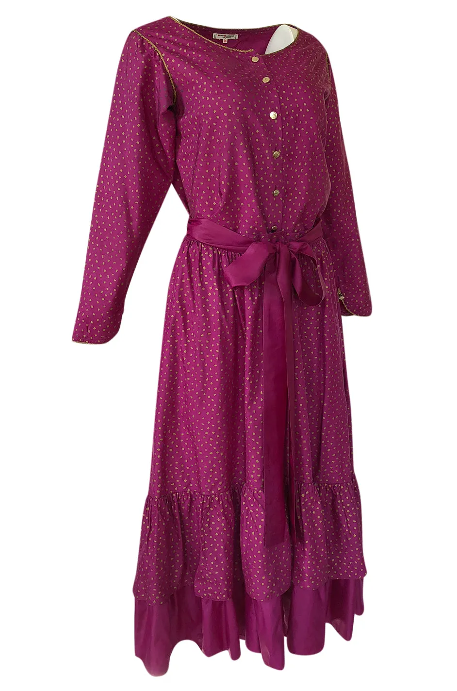 c.1976 Yves Saint Laurent Hand Painted Russian Top & Skirt Set