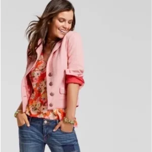 CABI Textured Pink Blazer Jacket